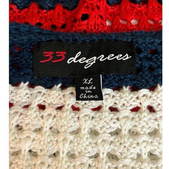 33 Degrees Women's Red/White/Blue Crochet 2 Button Front Cardigan Nautical SZ XL - Picture 7 of 9